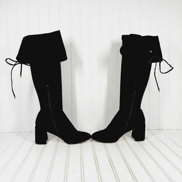 Steve Madden Osana Black Over-The-Knee Block Heel Faux Suede Boots K832 - Picture 7 of 12